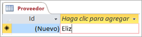 Fragmento de c�digo de pantalla del identificador en la tabla de proveedor