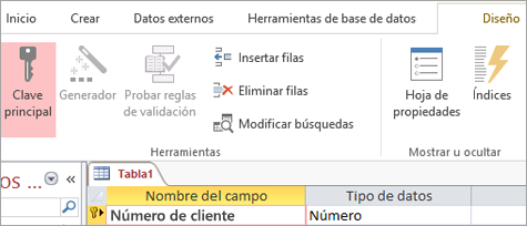 Seleccionar un campo de clave principal en una nueva tabla de Access