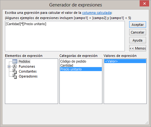 Crear el c�lculo en el nuevo campo calculado