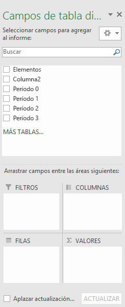 Panel PivotTable Fields