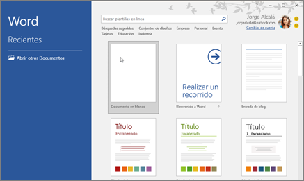 Nuevas plantillas de documento de Word