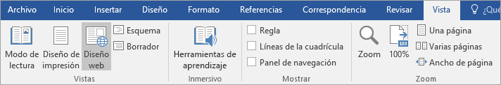 Herramientas de aprendizaje en la pesta�a Ver