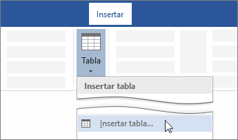 Opci�n Insertar tabla en la cinta de opciones de Word