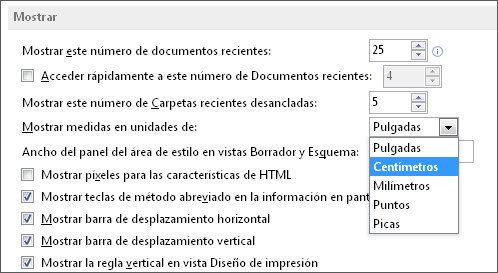 Mostrar opciones avanzadas