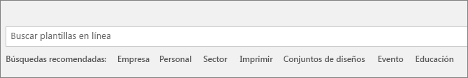 Se muestra el cuadro de b�squeda para buscar plantillas de Word en l�nea.