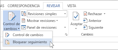 Comando para bloquear cambios del men� Control de cambios