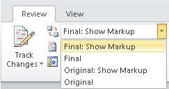 Men� de opciones Mostrar para revisi�n