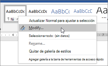 Haga clic en el estilo Normal y a continuaci�n, elija modificar