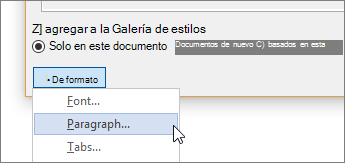 Seleccione formato y, a continuaci�n, elija p�rrafo