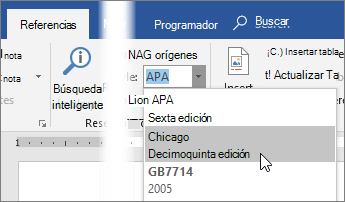 En la pesta�a referencias, elija un estilo de cita en la lista de estilos